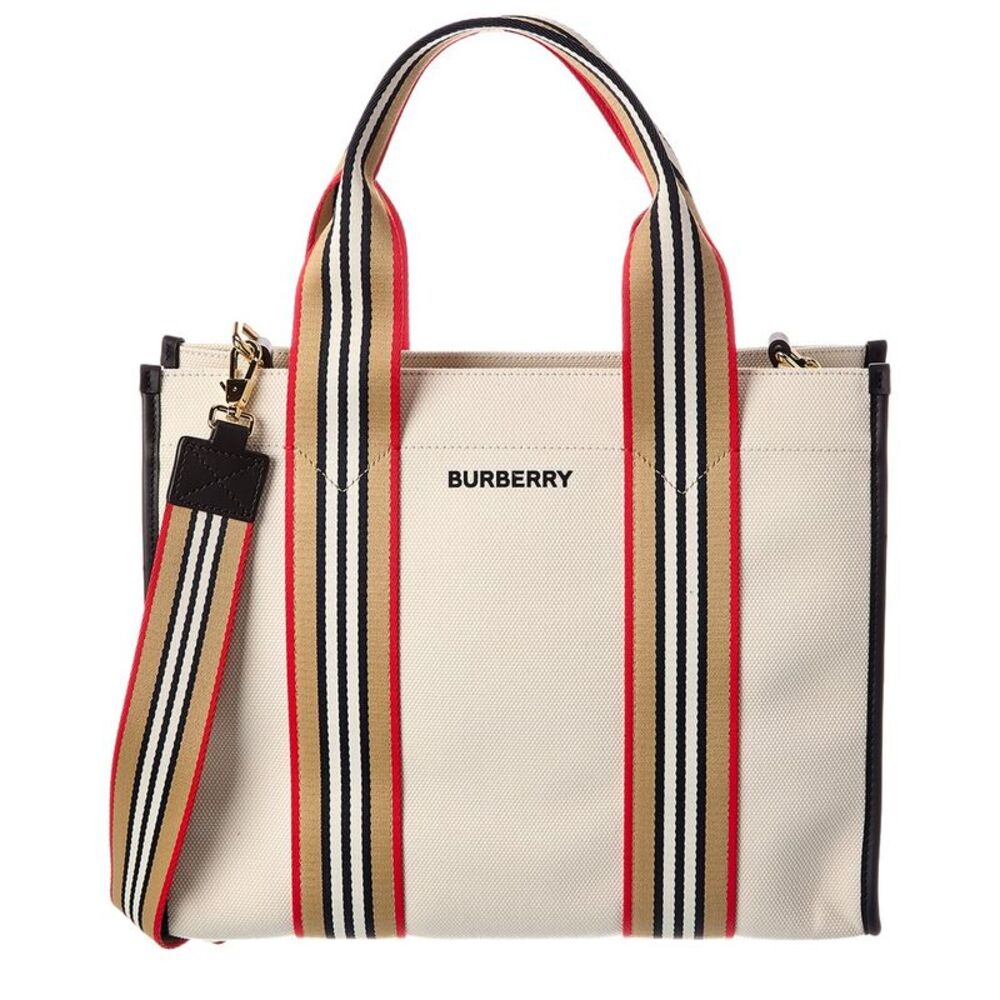 Burberry Icon Small Canvas & Leather Tote, Beige